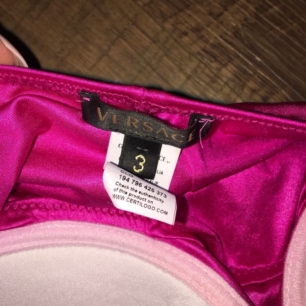 Pink Versace Embellished Swimsuit with Gold Medusa